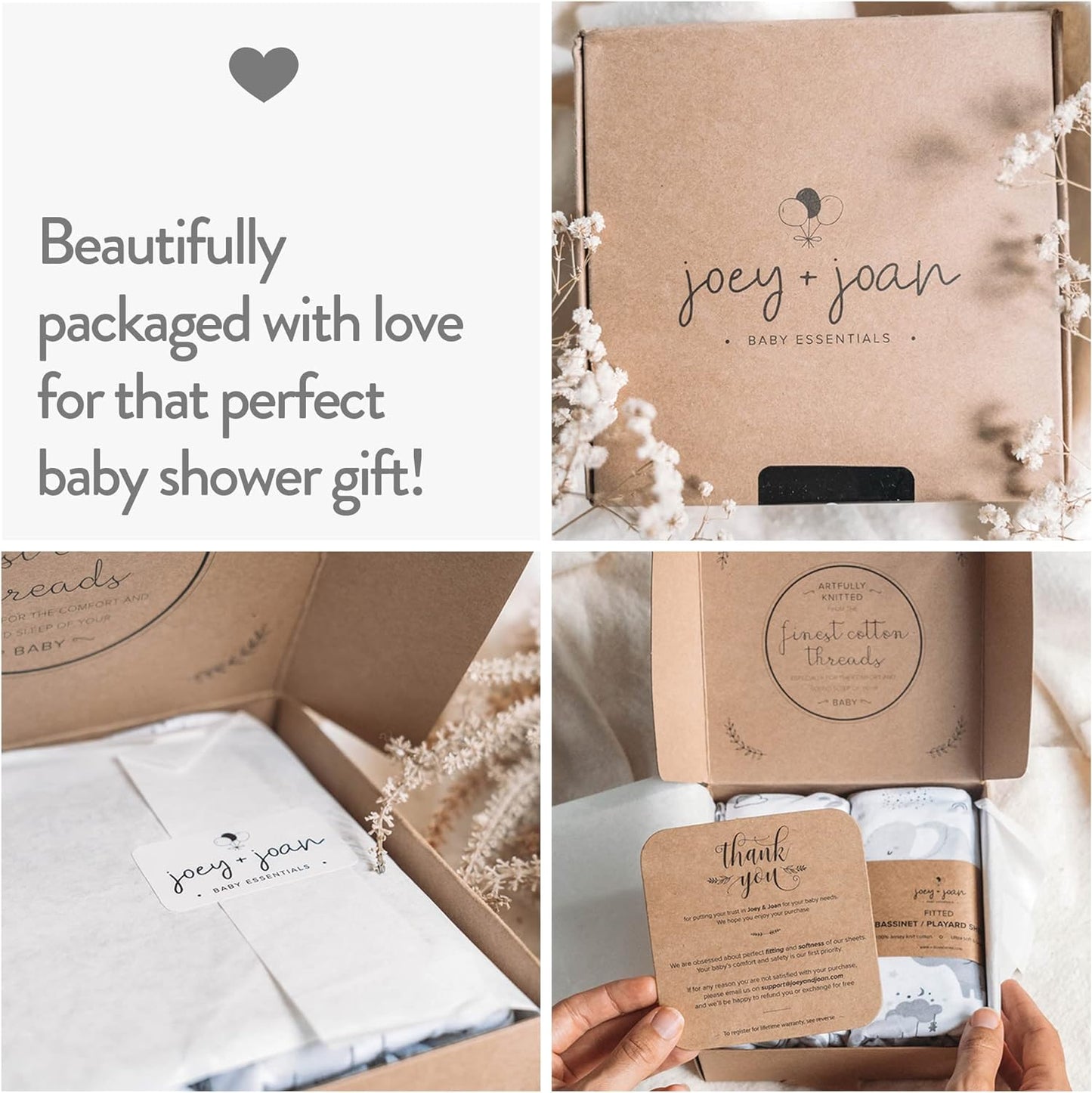 Joey + Joan Fitted Crib Sheets 28 x 52 – Compatible with Standard Crib Mattress and Toddler Bed – 100% Jersey Cotton – Light + Dark Grey – 2 Pack