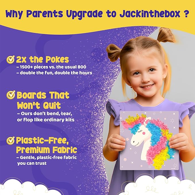 jackinthebox Poke Poke Art – Magical Theme, Mess-Free Fabric Art and Craft, Flower Pressing Kits, Gift for Kids, Girl Gifts, DIY Activity Boy Gift, Toys for Girls and Boys Ages 4 5 6 7 8