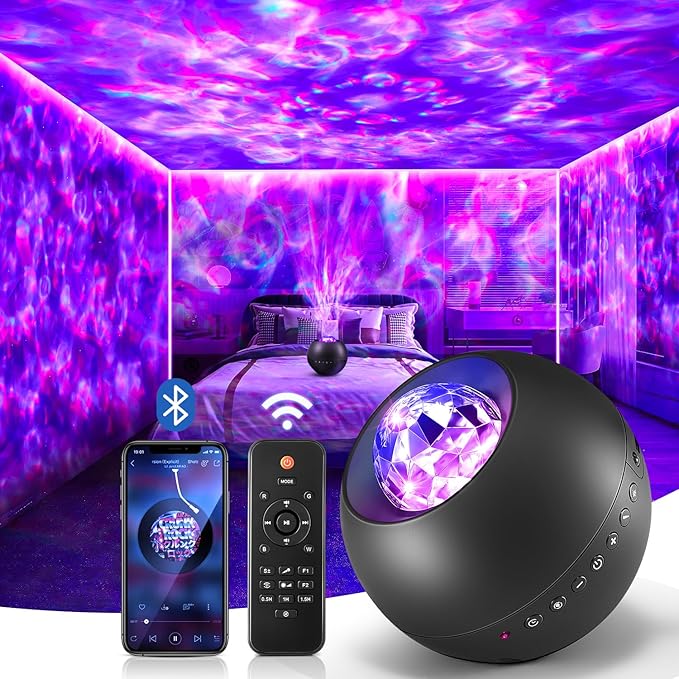 COOLNIGHT Galaxy Light Projector, 210 Light Effects Ceiling Projector with 15 White Noise, HiFi Bluetooth Galaxy Projector for Bedroom, Remote & Timer –Galaxy Projector Lights for Bedroom Adults