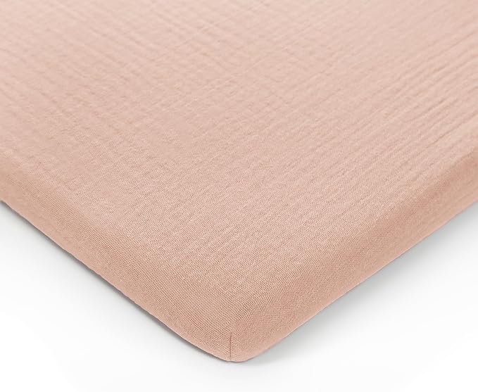 Comfy Cubs Muslin Bassinet Sheet - 100% Soft Cotton Fabric, Breathable & Gentle for Baby’s Sensitive Skin - Universal Fit with Secure Elastic Edging, Gift-Ready Packaging - Blush