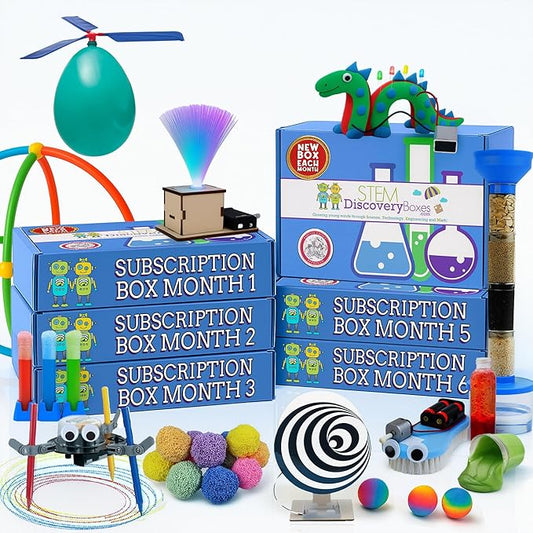 Stem Learning 6 Monthly Subscription Box Kits w/ 18 Projects - Summertime Remote School Building Toys - Science, Technology, Engineering, Mathematics - Activities for Kids Boys & Girls Ages 7-12