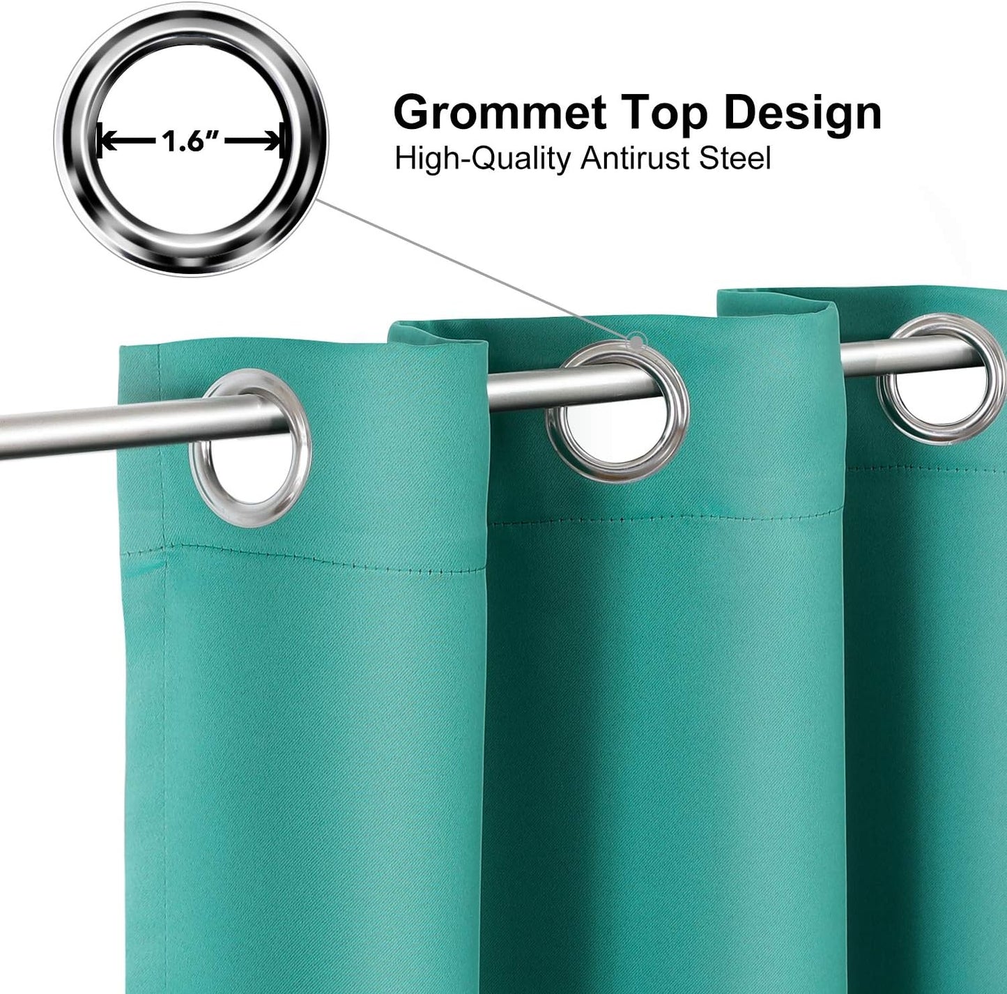 ChrisDowa Grommet Room Darkening Curtains for Bedroom and Living Room - 2 Panels Set Thermal Insulated Blackout Curtains (Teal, 52W x 54L)