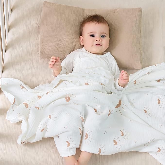 JELLYMONI 2 Pack Muslin Toddler Pillowcase for 13x18 Pillow, 100% Cotton Baby Pillow Case Cover for Bed, Toddler Cot and Travel, Soft & Breathable Baby Kids Envelope Pillowcase, No Pillow