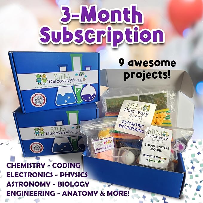 3-Month Subscription | 3 Science Kits, 9 Hands-On STEM Projects | Educational Experiments & Activities for Kids Ages 7–12, Great Gift Idea