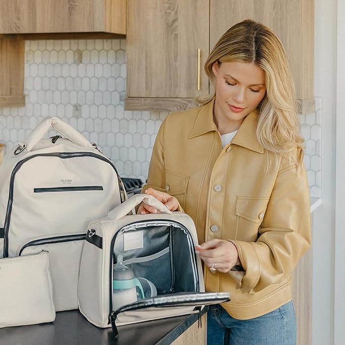 JuJuBe x Witney Carson - New Insulated Bottle Bag, Breastmilk Storage Bag for Baby Bottles, Waterproof Travel Lunch Bag or Cooler Bag for Nursing, Milk, Food, Snacks, Cloud, Mothers Day Gift