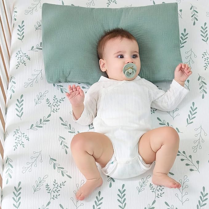 JELLYMONI 2 Pack Muslin Toddler Pillowcase for 13x18 Pillow, 100% Cotton Baby Pillow Case Cover for Bed, Toddler Cot and Travel, Soft & Breathable Baby Kids Envelope Pillowcase, No Pillow