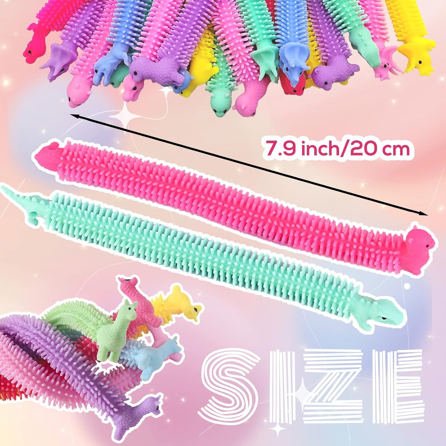 20 PCS Stretchy Fidget Toy,Colorful Stretchy Strings Fidget Toy,Sensory Fidget Worm Stretch Toys for Children's Day Gift,Kids,Adults,Boys,Girls,Stress Relief,Calming and Relaxing Present