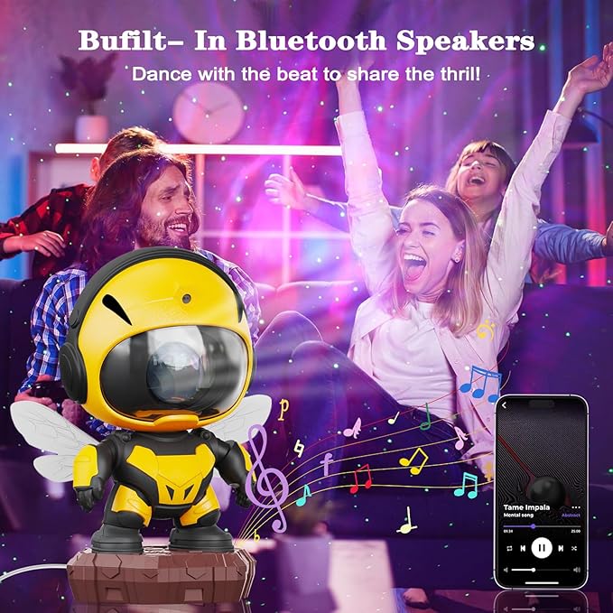 2024 New Bee Colorful Projector Lamp, Robot Toys, Star Sky Projector,Galaxy Night Light, LED Lamp, Children's Room Decor, Ideal for Christmas Gifts, Birthdays, Suitable for Girls and Boys, Adults