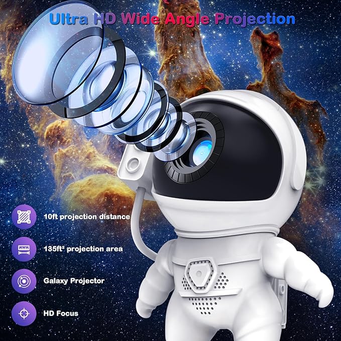 Star Projector, Astronaut Galaxy Projector for Bedroom, 13 in 1 HD Planetarium Projector, 360°Rotating Galaxy Light 9 Colors Night Lights Party Room Decor