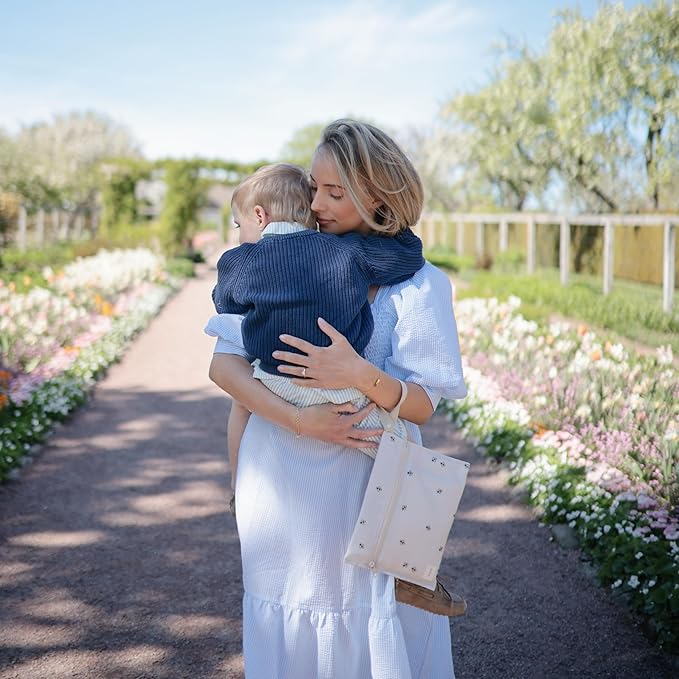 mushie Water Resistant Wet Bags | Large & Small Reusable Storage Bag for Baby Items and Travel | Zippered Pockets with Handle | Machine Washable, Set of 2 (Bees)