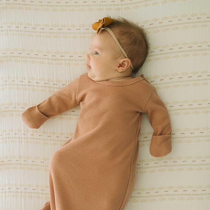 Little Unicorn Premium Crib Sheet | Breathable & Super-Soft Muslin Fabric (Gold Diamond-Stripe)