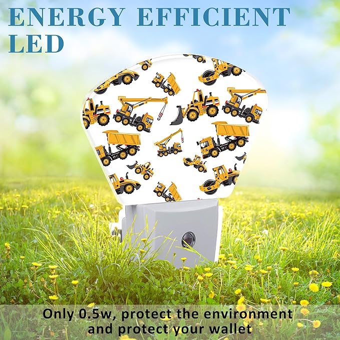 Children Road Construction Vehicle Night Light for Kids Girls Boys, Construction Vehicle LED Night Light Plug into Wall with Dusk to Dawn Sensor for Bedroom,Kitchen,Bathroom,Stairs Decor