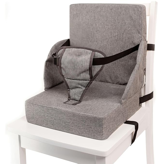 Toddler Booster Seat for Dining Table Kitchen Chair - High Portable Cushion Child Kids Seats, Restaurant Eating Chair with Adjustable Straps & Non-Slip Base