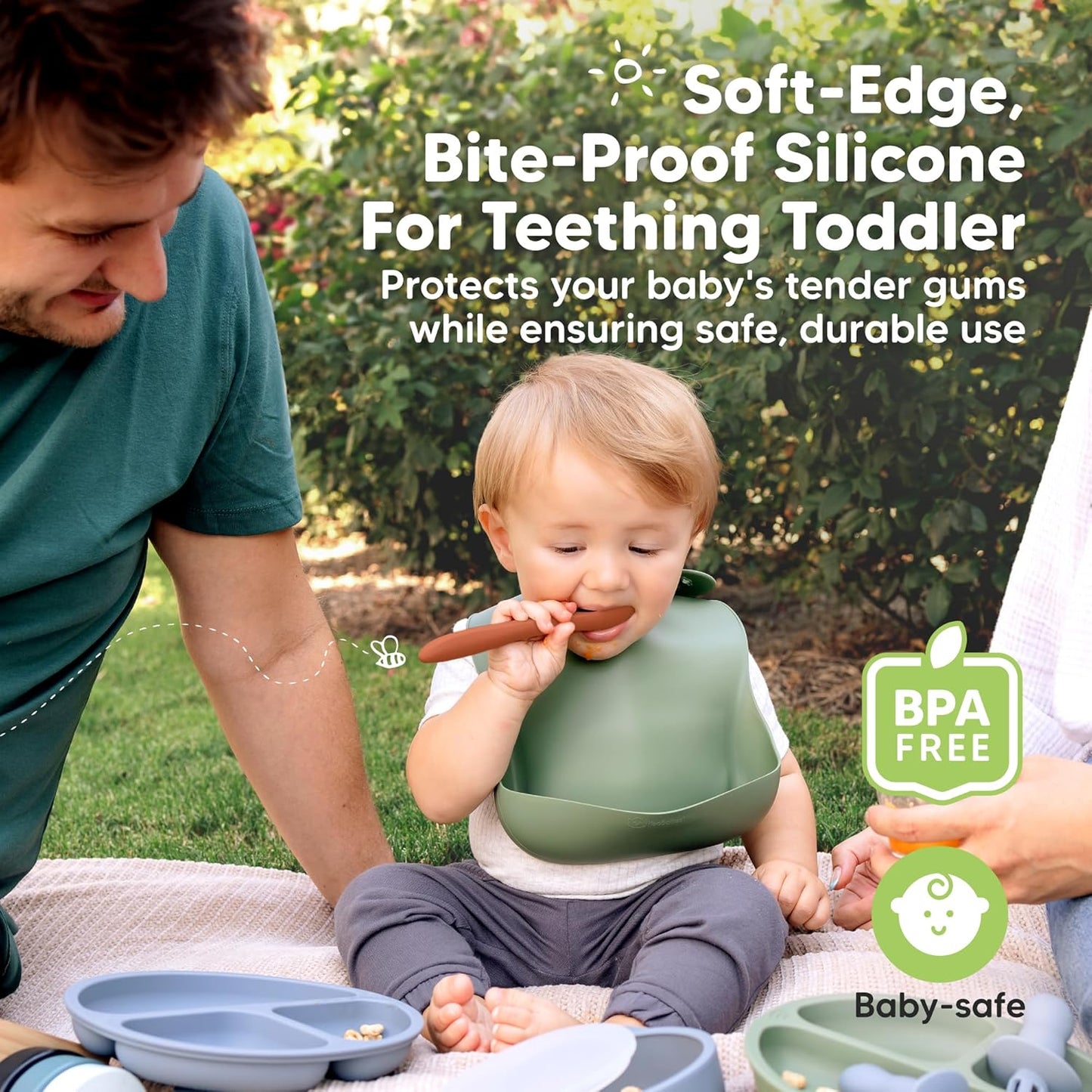 KeaBabies Silicone Baby Spoons, Self Feeding 6-12 months - 3-Pack Baby Weaning Eating Utensils,Toddler First Food Training Spoon,Infant,Kids Feeding Supplies Essential Set,Dishwasher-safe (Terracotta)