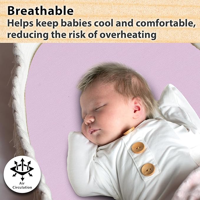 3-Pack Organic Jersey Cotton Bassinet Fitted Sheets – Fits 32 x 16 x 4 Inch Pads – Compatible with Halo, Snoo, Graco, Dream On Me, Delta – for Oval, Hourglass, and Rectangular Bassinet Mattresses