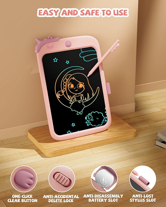 10 Inch Writing Tablet for Kids, Unicorn Toys Gifts for Girls Aged 3-5, Toddler Girl Toys Kids Educational Toys Travel Toys, Birthday Gift for 3 4 5 6 7 8 9 Year Old Girl(Pink)