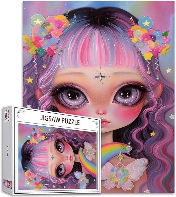 1000 Piece Rainbow Girl Jigsaw Puzzle Exquisite Cute Doll Jigsaw Puzzles for Adults Fashionable Sophisticated Home Decoration Family Puzzle Perfect for Game Nights Ideal Gift Choice 20 x 27 Inch