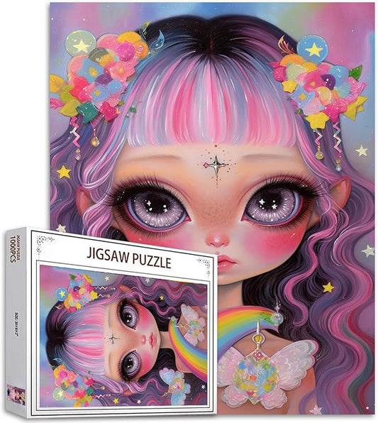 1000 Piece Rainbow Girl Jigsaw Puzzle Exquisite Cute Doll Jigsaw Puzzles for Adults Fashionable Sophisticated Home Decoration Family Puzzle Perfect for Game Nights Ideal Gift Choice 20 x 27 Inch