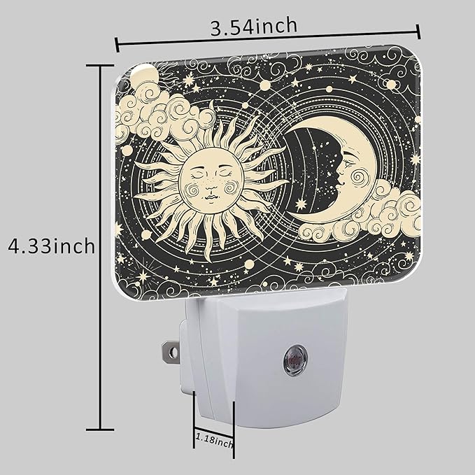Sun and Moon with Faces Plug in Night Lights, Astrology Nightlight Plug Into Wall Dusk to Dawn Sensor for Kid Girls Boys Women Men Room, Hallway, Kitchen, Bathroom, Stairs Decor