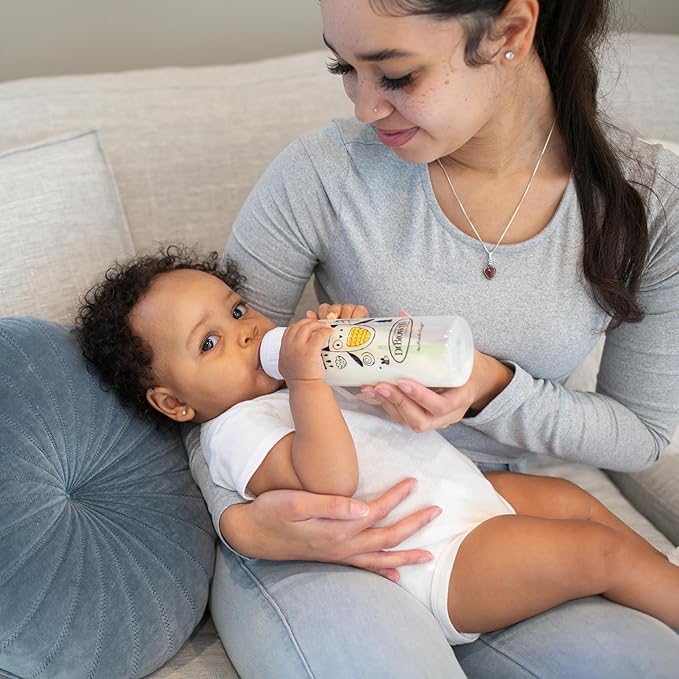 Dr. Brown's Natural Flow Anti-Colic Options+ Narrow Baby Bottle, Bear & Owl, 8 oz/250 mL, with Level 1 Slow Flow Nipple, BPA Free, 0m+, 2-Pack