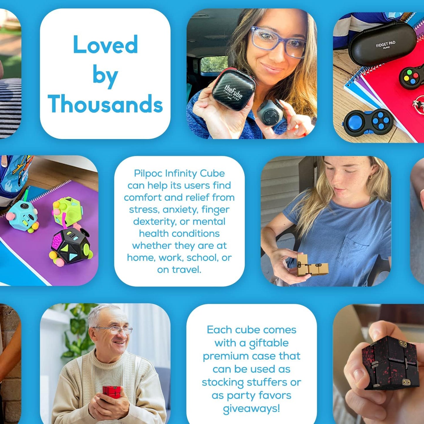 PILPOC theFube Infinity Cube Fidget Desk Toy - Aluminum Infinite Magic Cube , Sturdy, Heavy, Relieve Stress and Anxiety, for ADD, ADHD, OCD (Silver)