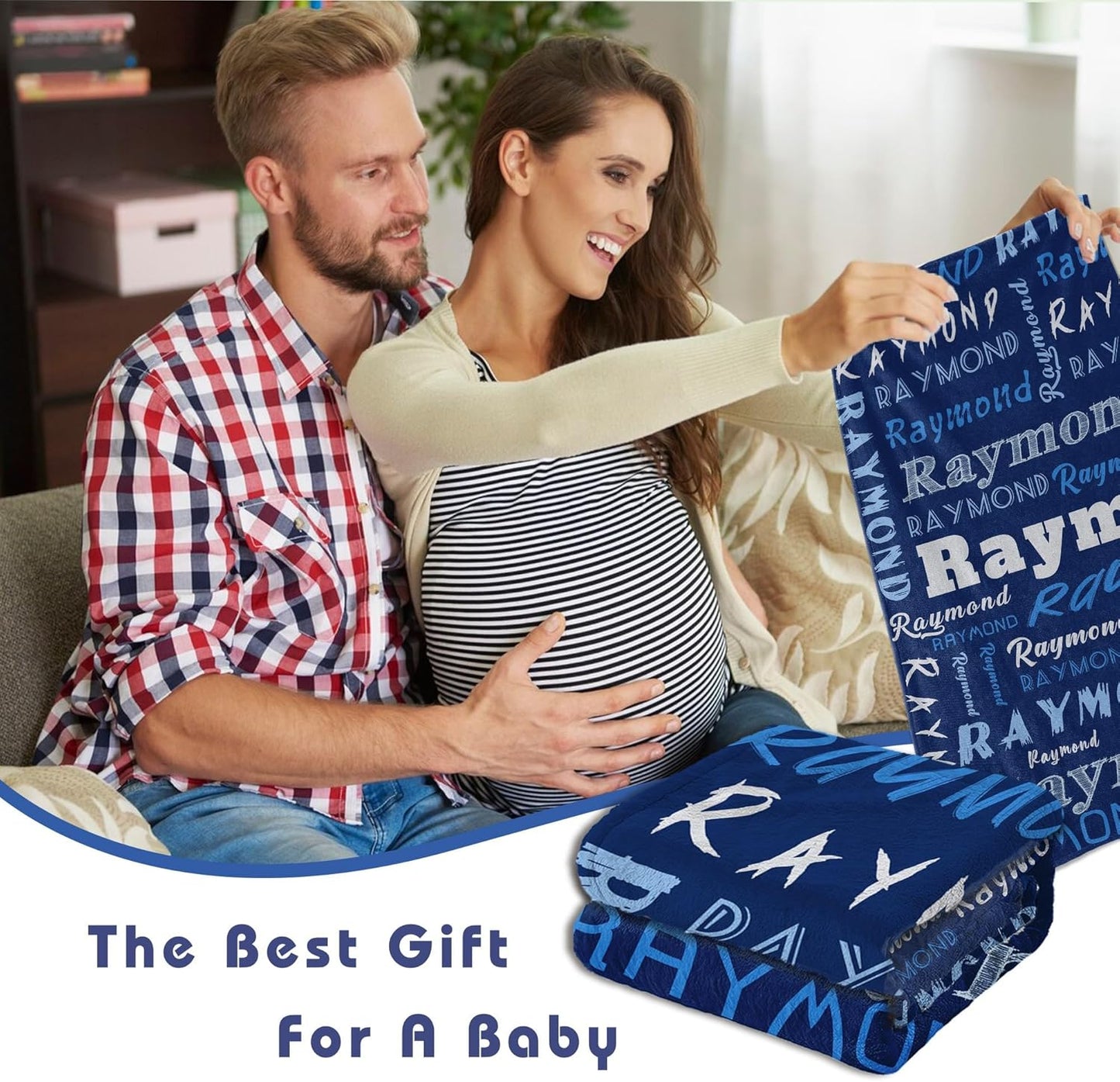 Personalized Baby Blanket with Name Customized Gift for Baby Shower Christmas Birthday New Mom Custom Name Blanket for Boy Girl Newborn