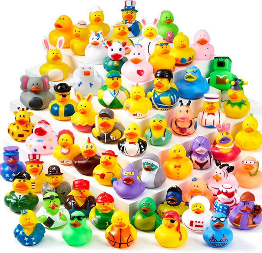 JOYIN 30 Pcs Rubber Ducks, Random Assortment Ducks Bulk with Mesh Carry Bag, Mini Rubber Duckies for Baby Bath Toys, Kids Toddler Summer Pool Toys Birthday Gifts Party Favors