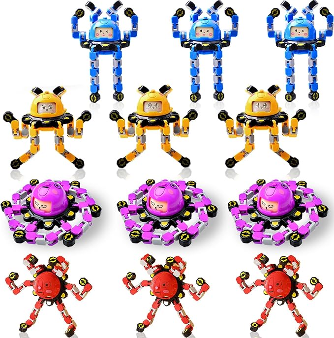 12Pcs Transformable Fidget Spinners for Kids Fidget Toys Teens Adults Sensory Toys with Autism ADHD Stocking Stuffers Bulk Gifts for Boys Girls Party Favors Travel Activities