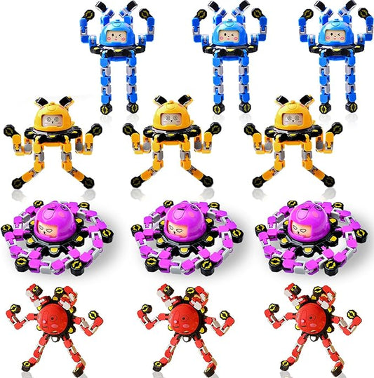 12Pcs Transformable Fidget Spinners for Kids Fidget Toys Teens Adults Sensory Toys with Autism ADHD Stocking Stuffers Bulk Gifts for Boys Girls Party Favors Travel Activities