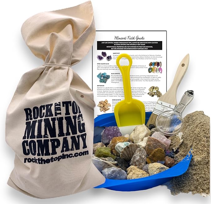 Gemstone Paydirt Geodes for Kids Break Open Science Kits for Kids Age 8-12 Shark Teeth Fossil Digging Kit for Educational Toys, Rock Collections for Mining Bucket Rock Collection