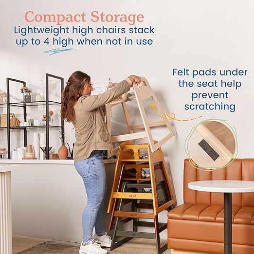 ECR4Kids ASATT High Chair, Toddler Chair, Dark Walnut