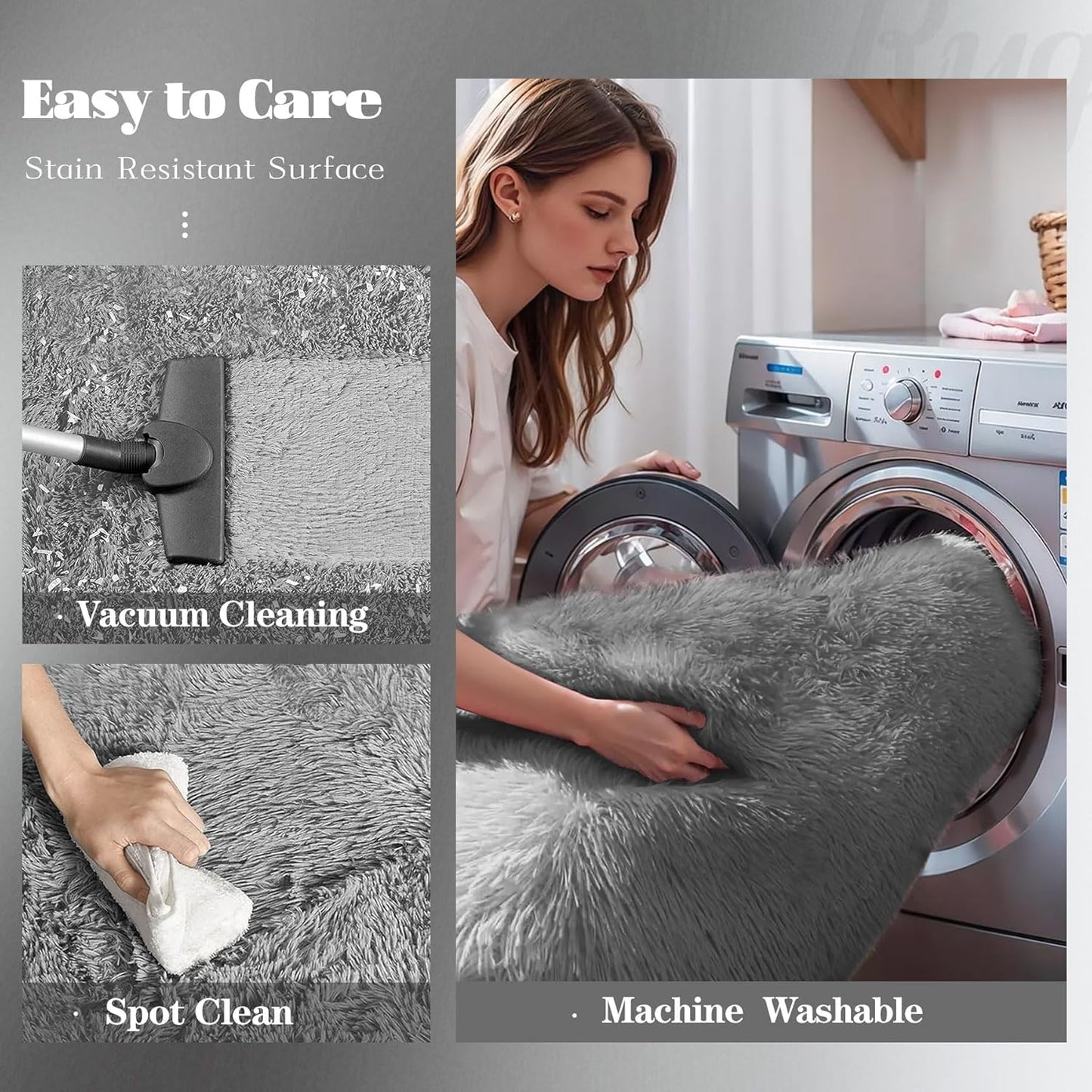 4x6 Area Rug for Living Room: Fluffy Shag Soft Washable Rugs Fuzzy Plush Indoor Carpet for Bedroom Nursery Playroom Dorm Kids Girls Boys Room (Dark Grey, 4'x6')