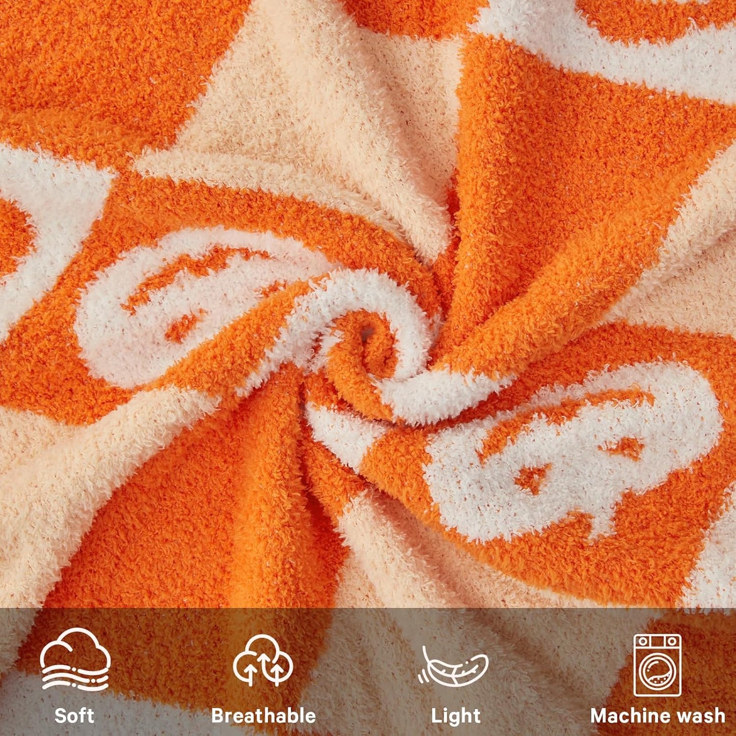 CYMULA Halloween Knit Throw Blanket - Pumpkin Blanket for Couch, Soft Cozy Lightweight Fluffy Blanket for Fall Decor, 50"x60"