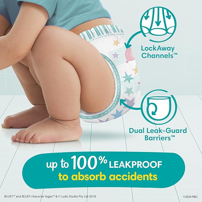 Pampers Training Pants - Easy Ups Boys & Girls Bluey - Size 2T-3T, 25 Count, Children's Potty Underwear (Packaging May Vary)