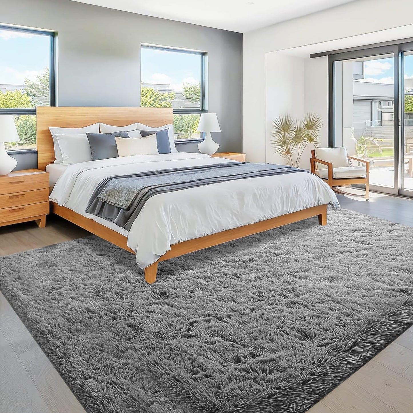 8x10 Area Rug for Living Room: Fluffy Shag Soft Washable Rugs Large Fuzzy Plush Indoor Carpet for Bedroom Nursery Playroom Kids Girls Boys Room (Dark Grey, 8'x10')