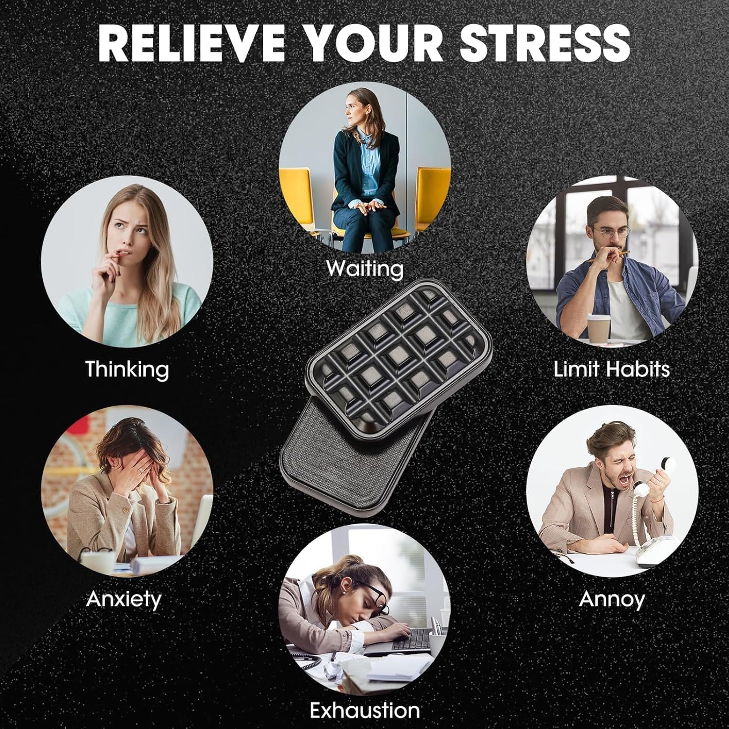 Fidget Slider Metal Magnetic Fidget Toys Adults for Stress Relief Building Blocks (Black)