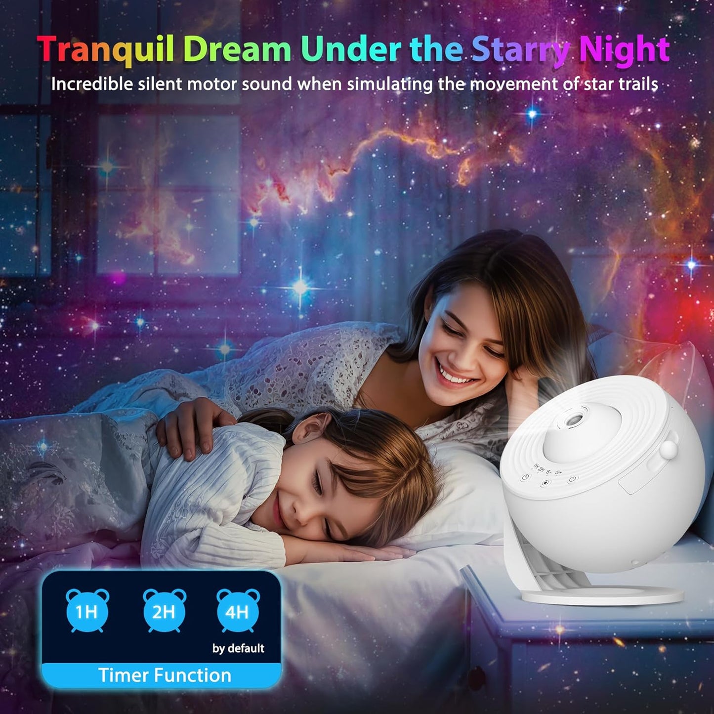 Galaxy Projector for Bedroom, HD Image Star Projector Galaxy Light Adjustable Knob, 13 Film Discs Planetarium Projector for Kids, 360° Rotating 1/2h Timer Simple 3-Button Control