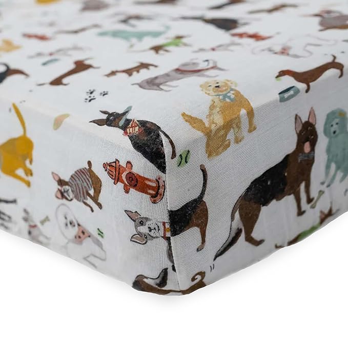 Little Unicorn Premium Crib Sheet | Breathable & Super-Soft Muslin Fabric (Woof)