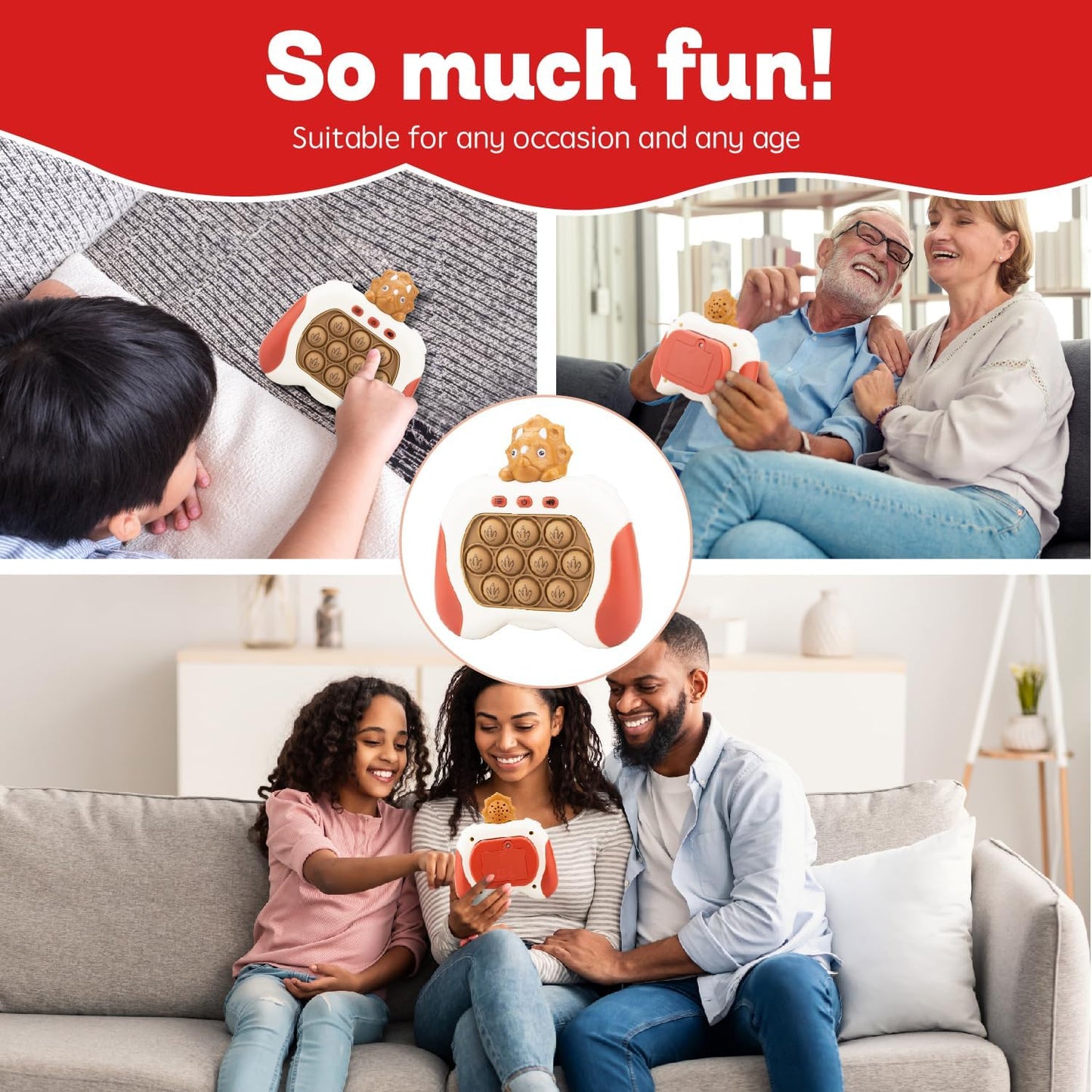 Fast Push Game,Light up pop Game Light up Fidget Toy,Fast Quick Push Bubble Game,pop pro Light up Game,Quick Push pop Game Birthday Xmas Gifts for Boys Girls Adults (Triceratops:Brown)