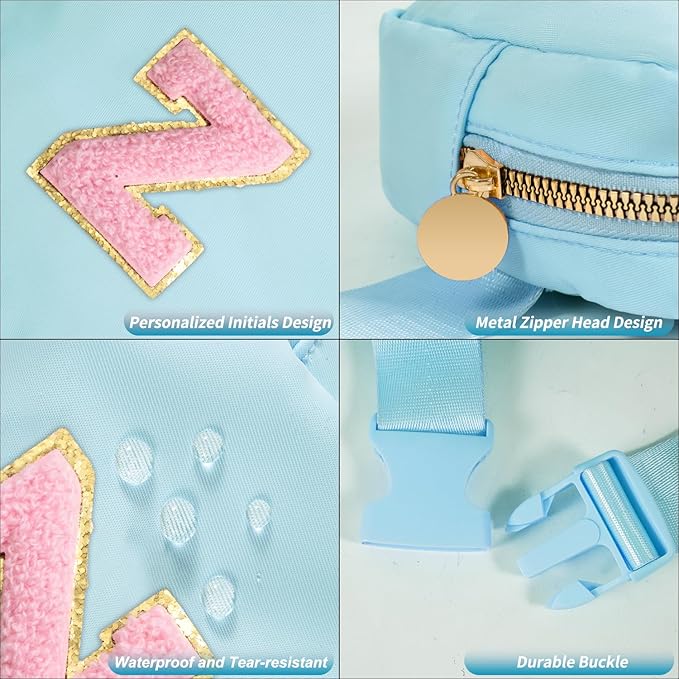 Mini Belt Bag Fanny Pack with Initials Letter Patch Small Crossbody Bags Cute Stuff Birthday Gifts for Teenager Girls Trendy Stuff for Teens - Z,Blue