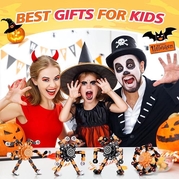 Halloween Toy Gifts for Kids Transformable Fidget Spinners for Adults Stress Relief Sensory Toys for Boys and Girls Fidget Toys Black Orange Halloween Party Decorations