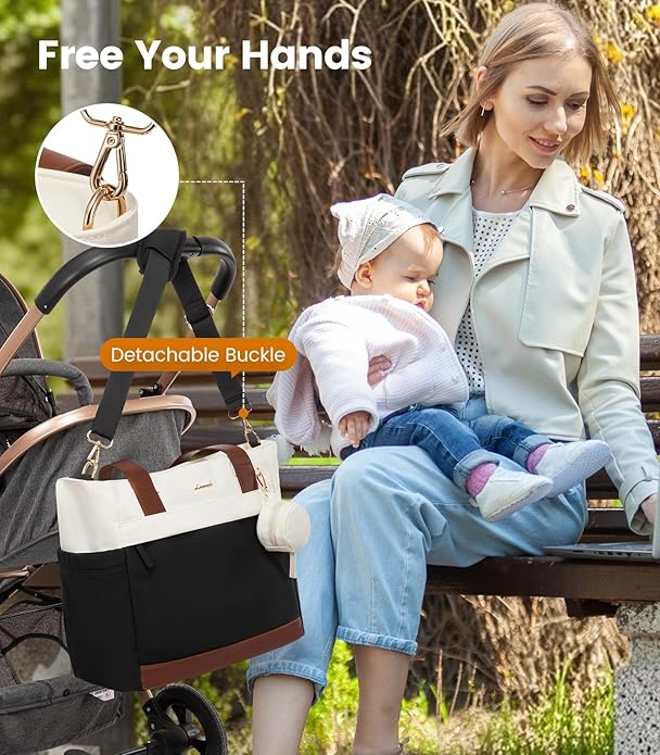 LOVEVOOK Diaper Bag Tote Large Baby Bag for Mom Hostipal and Travel Diaper Tote for Baby Boy with Pacifier Case Changing Pad