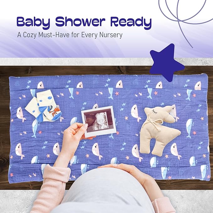 100% Muslin Changing Pad Cover Ultra Soft, Breathable, Secure Fit, Fade-Resistant Prints for Boys and Girls (Pack 2)