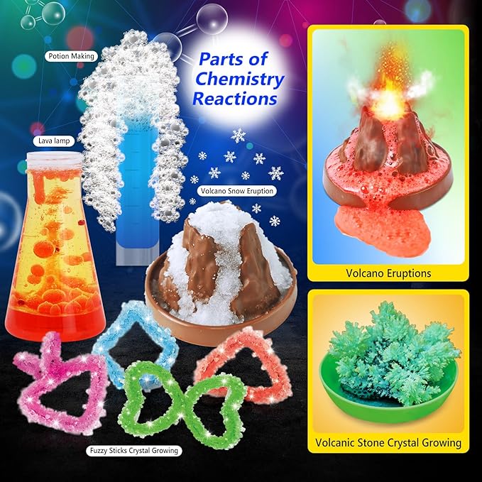 UNGLINGA Science Kit for Kids with 212 Easy Experiments, Earth Volcano, Chemistry Set, Magic S.T.E.M Projects Gifts Idea for Boys and Girls