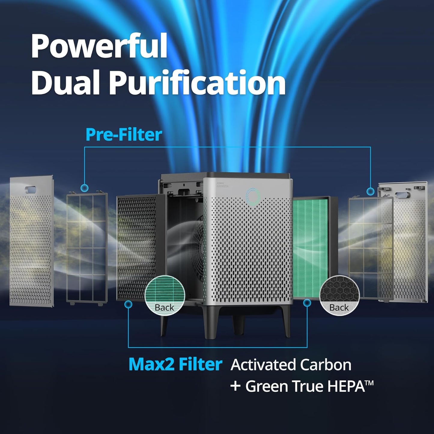 Coway Airmega 400S(G) App-Enabled Smart Technology Compatible with Amazon Alexa True HEPA Air Purifier, Covers 1,560 sq. ft, Graphite