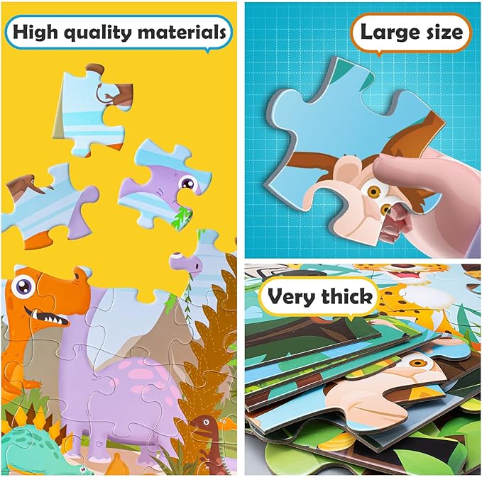 Jumbo Floor Puzzle for Kids Ages 3-5,48-Piece Preschool Learning Development Toys Large Floor Puzzle for Toddlers&Kids Ages 4-8 Years Old, Best Gift for Boys and Girls (3 x 2 Feet) (Animal)