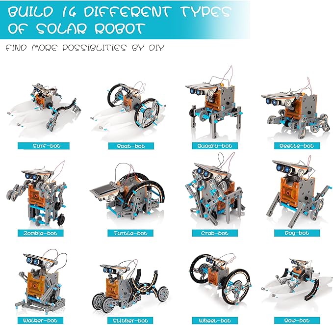 14-in-1 Solar Robot Kit for Kids, Stem Projects for Kids Age 8-12, Educational STEM Science Toy, DIY Solar Power Building Kit, Robotic Set Toys Gift for Boys Girls 8 9 10 11 12 Years Old