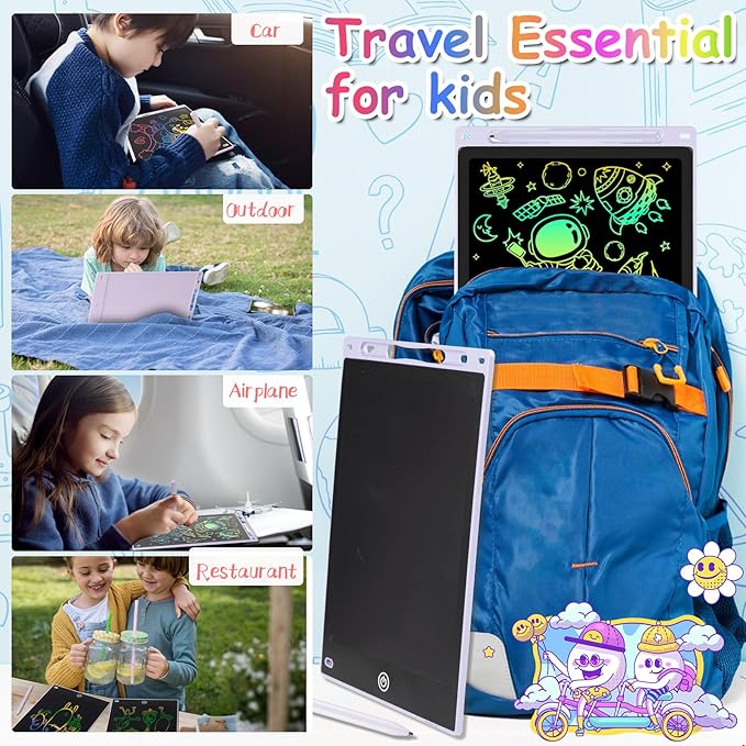 12 Inch LCD Writing Tablet - Colorful Electronic Drawing Pad & Doodle Board for Kids Ages 3-8, Erasable Educational Toy, Birthday for Girls and Boys (White)