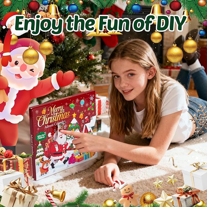 Christmas Advent Calendar Bracelets 2025 for 24 Days Xmas Countdown Calendar DIY Jewelry Making Kit Gift 22 Charm Beads 2 Bracelets for Women