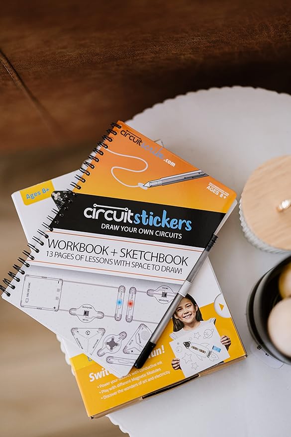 Circuit Scribe Sticker Kit | Circuit Drawing Conductive Ink Pen & 11 Electronic Sticker Modules | Workbook with 27 Lessons | Learning & Education STEM Toy for Ages 8+